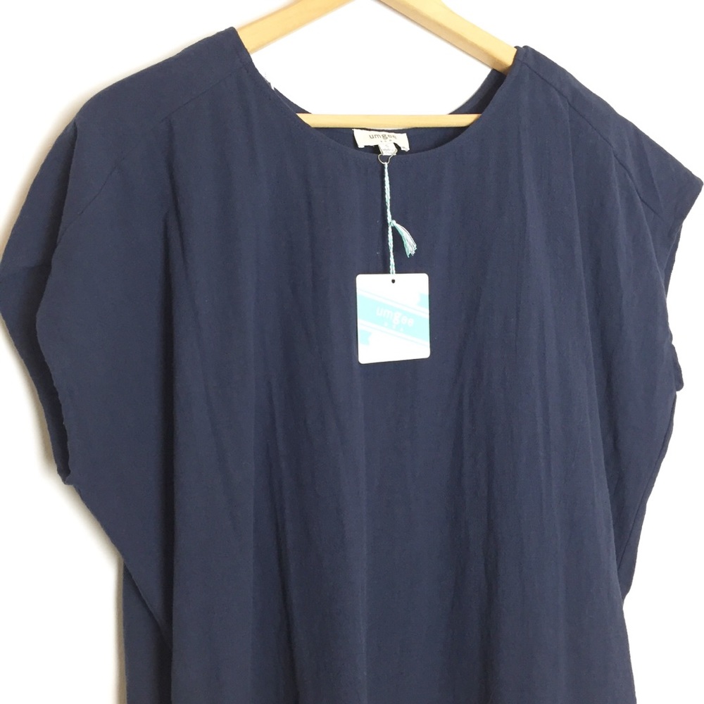 NWT UMGEE navy boho midi dress medium sac dress - Picture 2 of 3